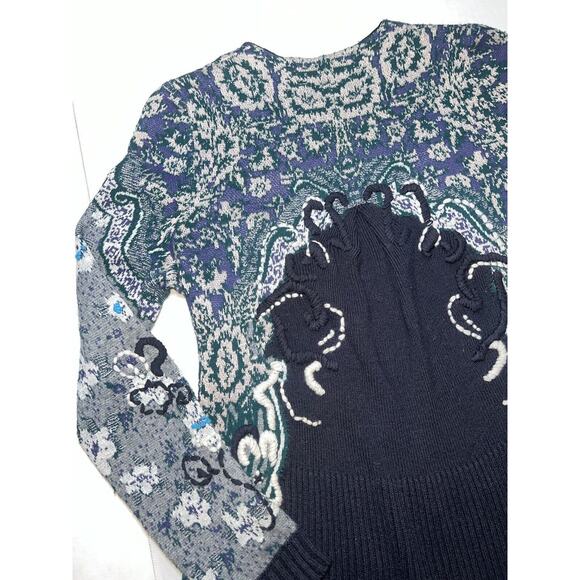 HWR Anthropologie Cardigan Women’s Size S Navy Blue Emma Embroidered Open Front - Picture 13 of 16